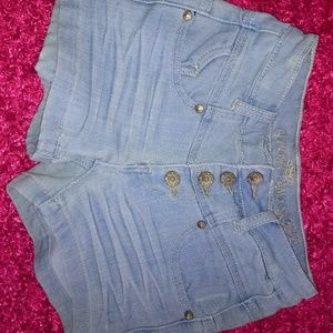 High wasted white washed shorts